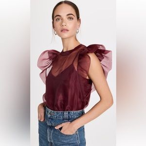 Jonathan Simkhai Corina Organza Ruffle Top